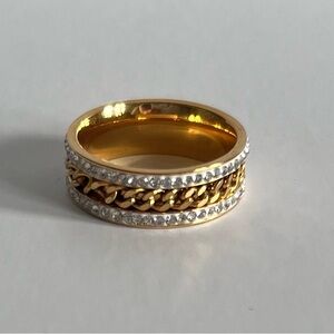 Chain Link Crystal Ring